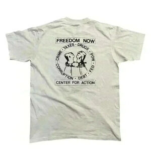 90’s AMER-I-CAN REVOLUTION FREEDOM NOW POLITICAL T-SHIRT
